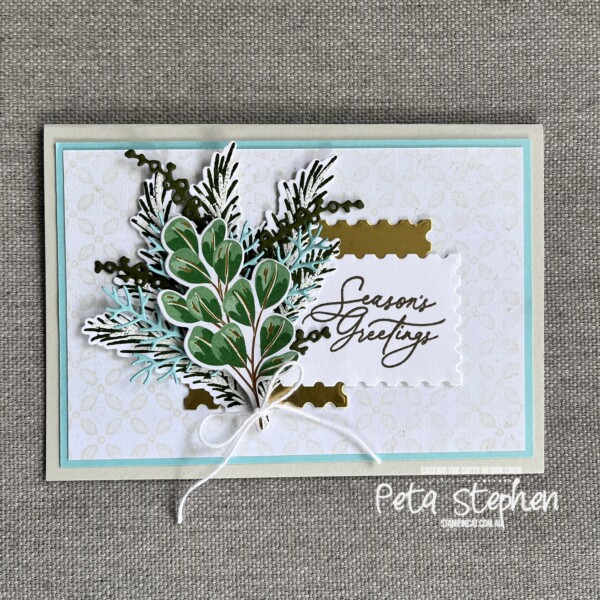 #ctc480 #stampin_cat #seasonoofgreen&gold #goldengreenery #christmascard #stampinup