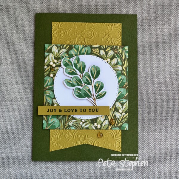 #ctc491 #stampin_cat #distressedtile #goldengreenerydies #peacefulseason #stampinup