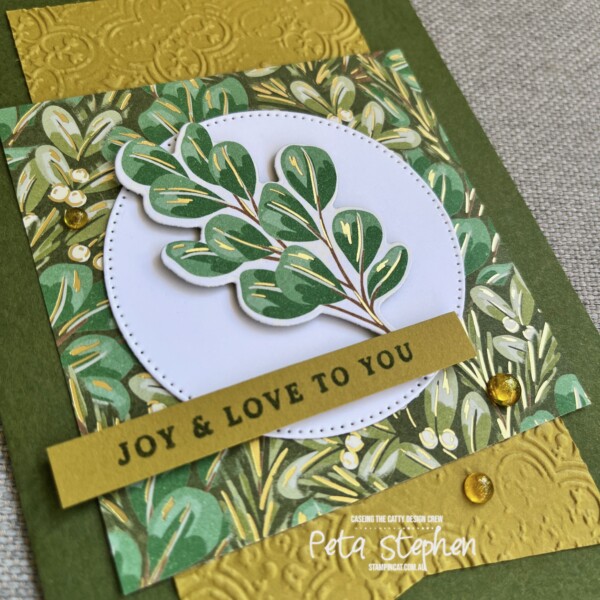 #ctc491 #stampin_cat #distressedtile #goldengreenerydies #peacefulseason #stampinup