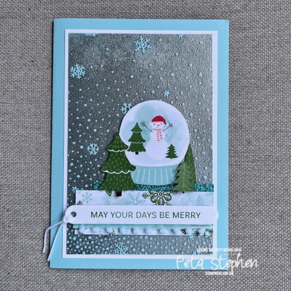 #ctc494 #stampin_cat #snowyscenesdsp #snowflakesky3demb #pompomribbon #decorativetrees #stampinup